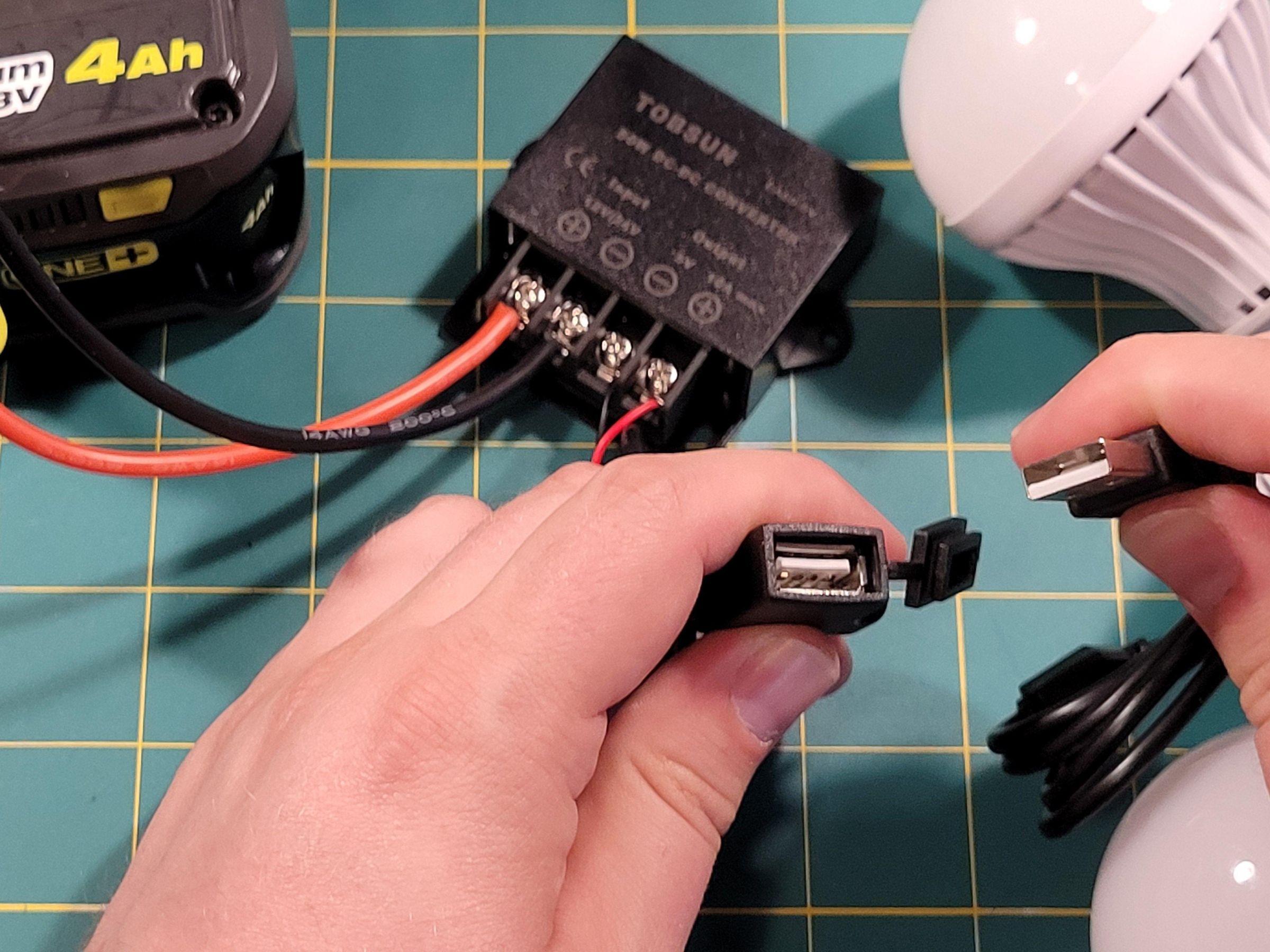 Get USB 5v Out of Your Ryobi 18v Batteries Great for Powering Your Own Projects, Quick and