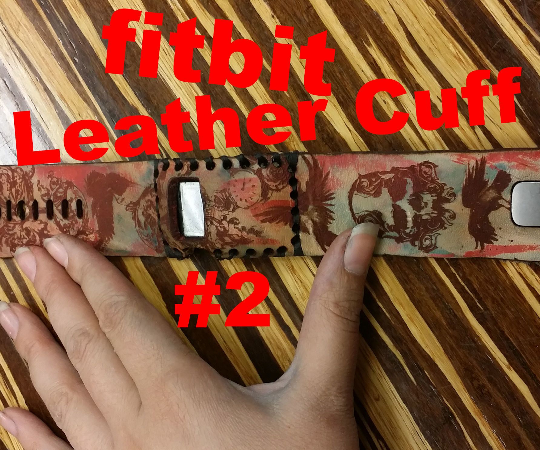 Laser Cut Leather Fitbit Cuff #2- Charge 1&2