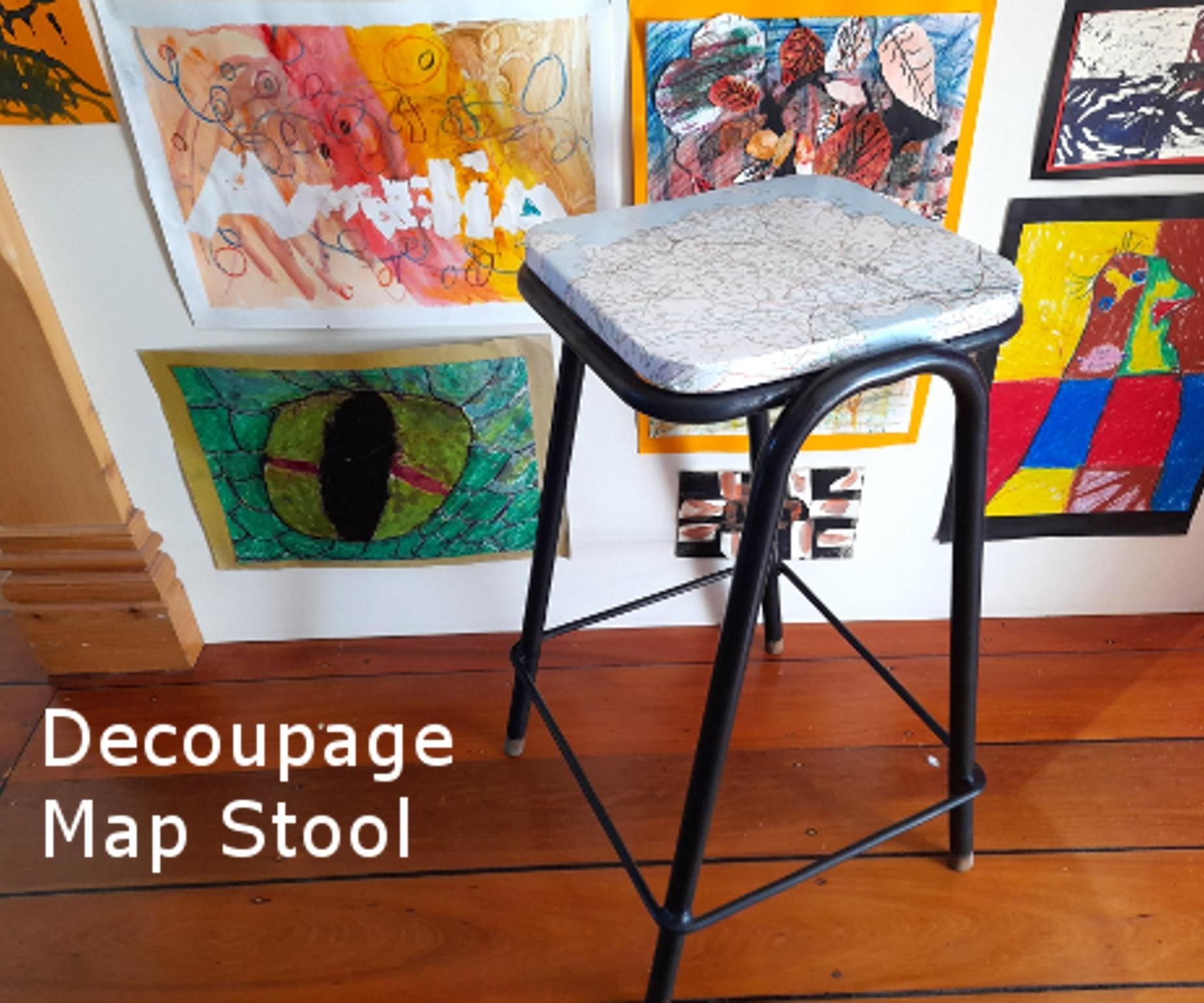 Decoupage Map Stool: an Experiment With Wood Glue