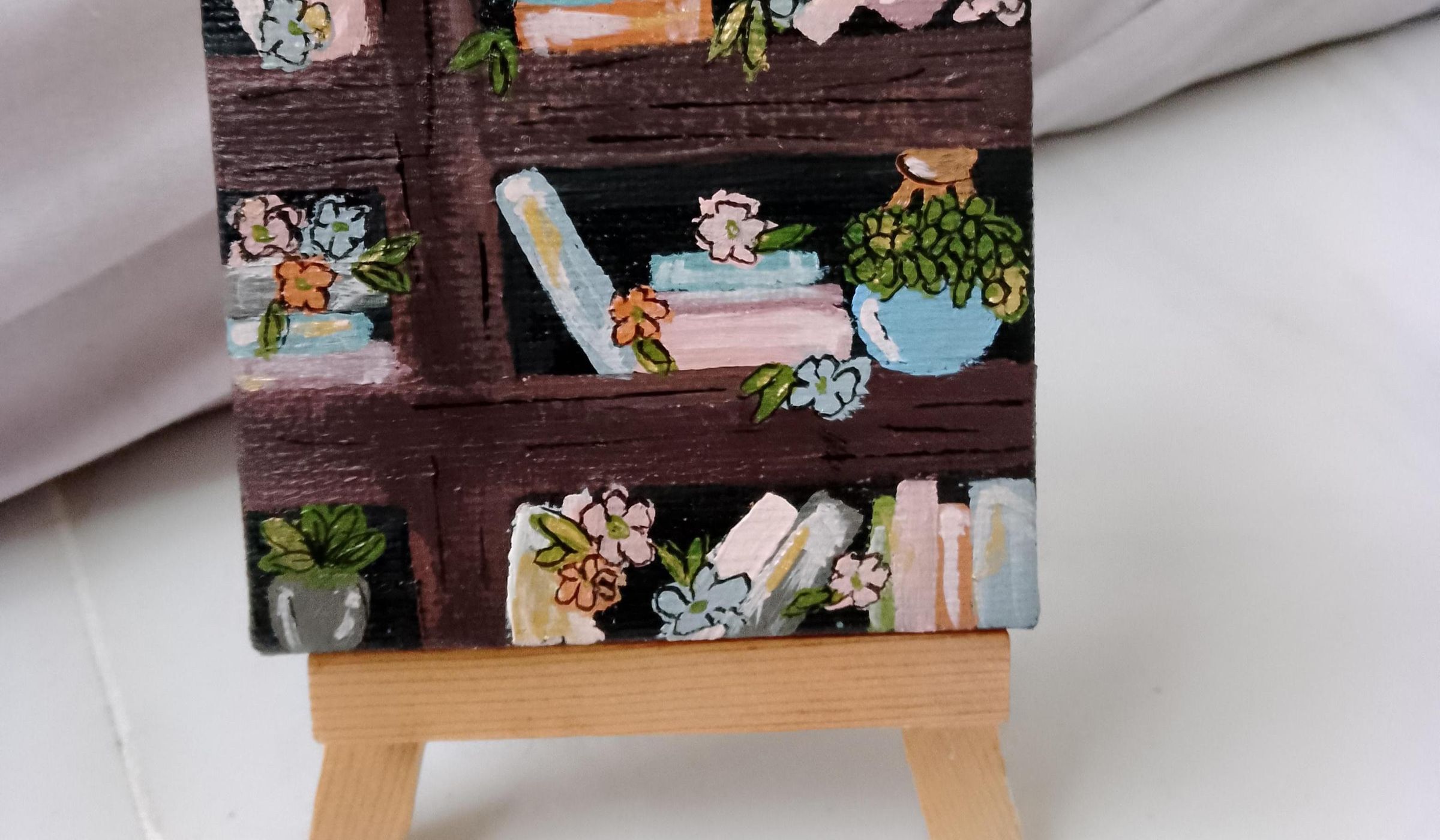 Floral Bookshelf Painting