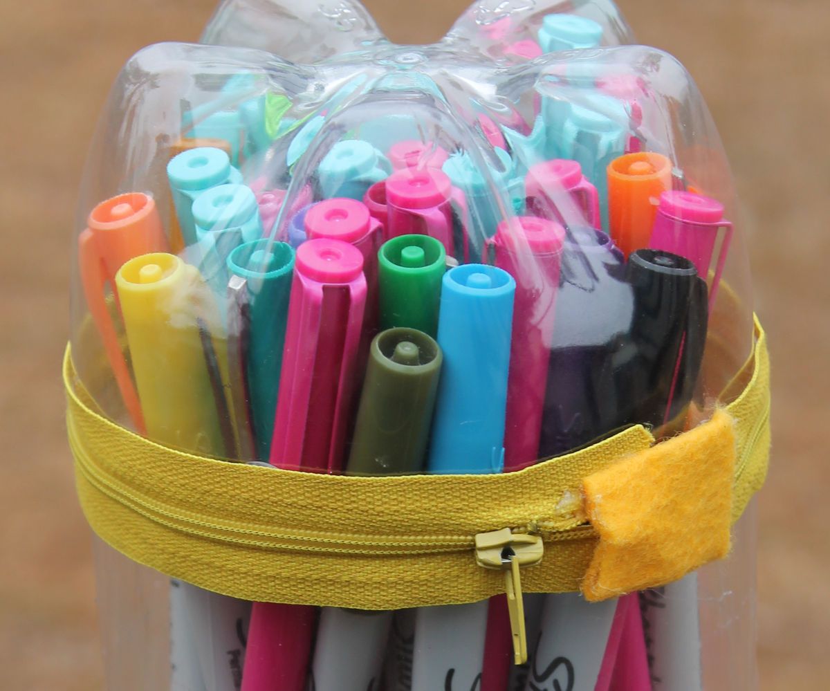 Upcycled Soda Bottle Zippered Pencil Case! 
