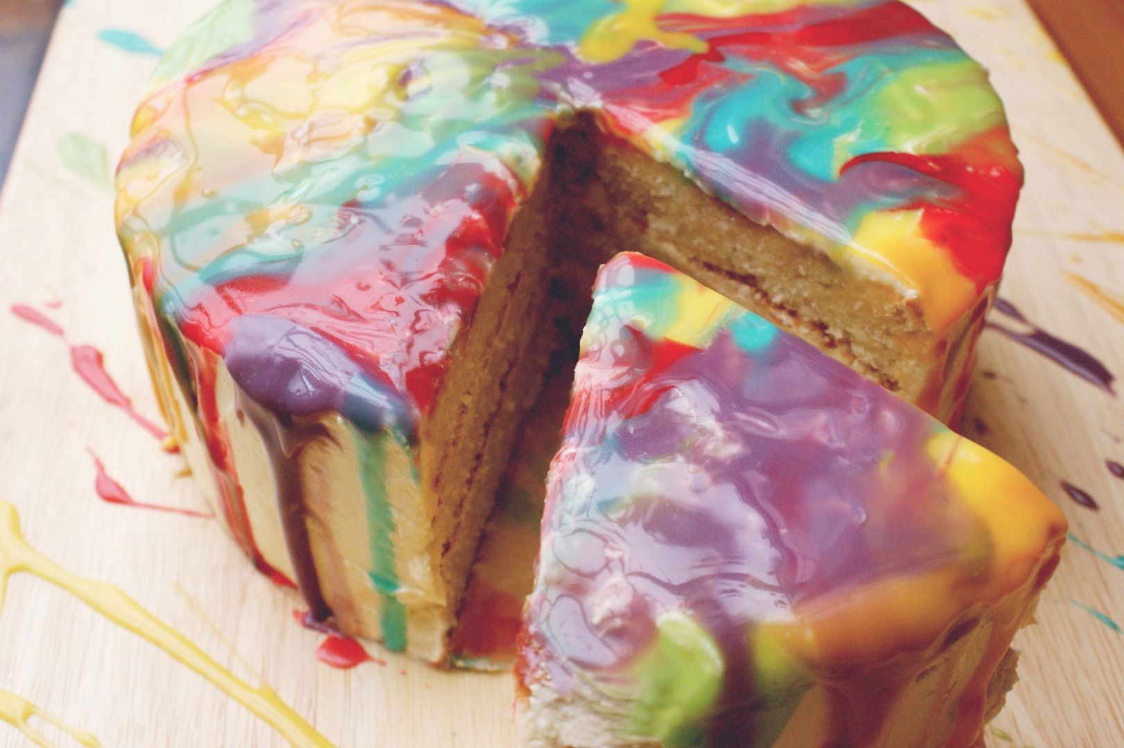 Melted Rainbow Paint Drip Cake 4 Steps (with Pictures) Instructables