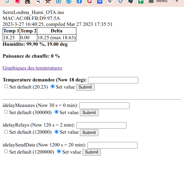 Greenhouse Temperature Control, Humidity View, Local Internet Access,ThingSpeak Graphics,OTA,
