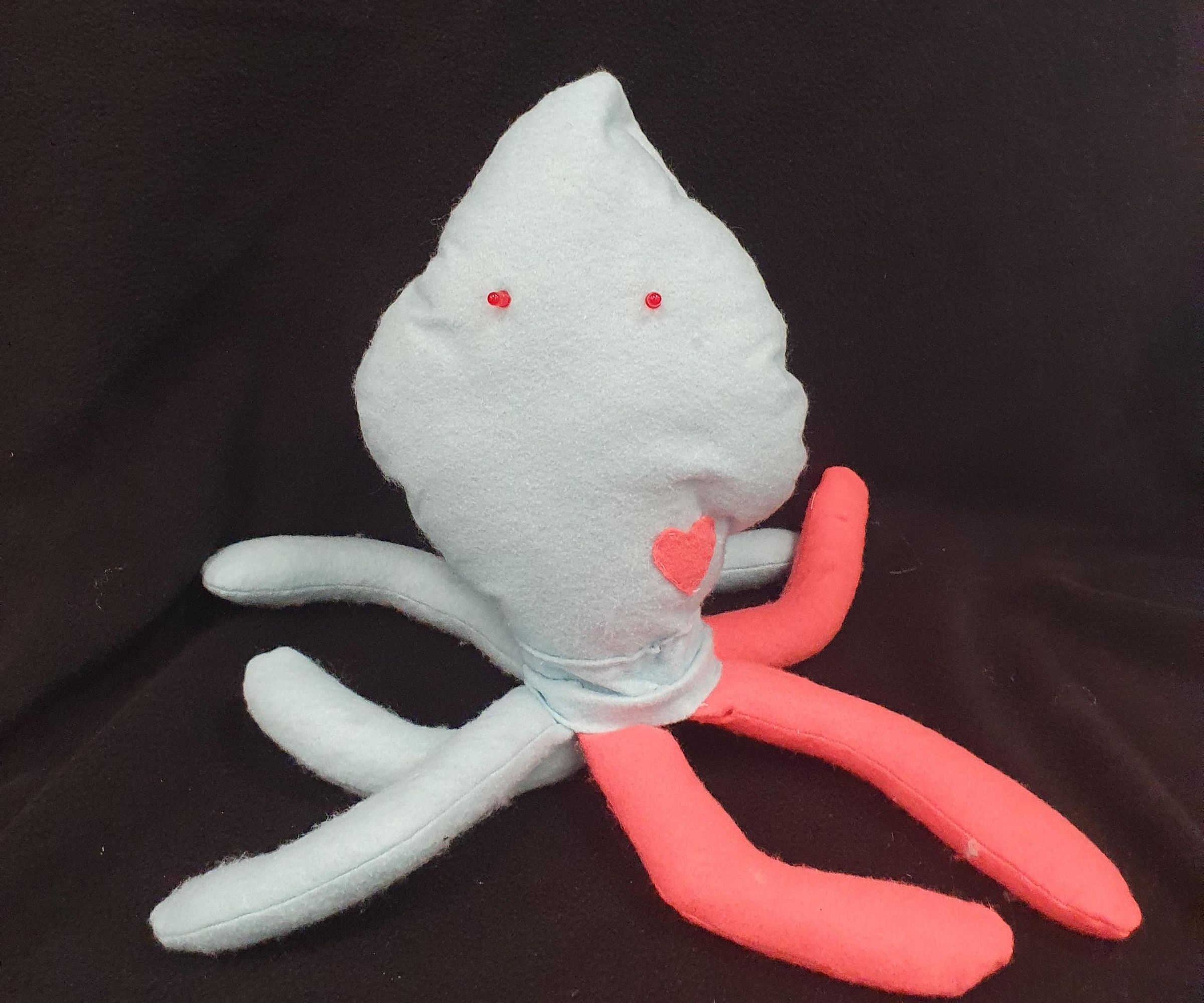 The Catalyst of Chaos Felt Squid Toy With Ominous Led Lights Eyes and a Simple Circuit