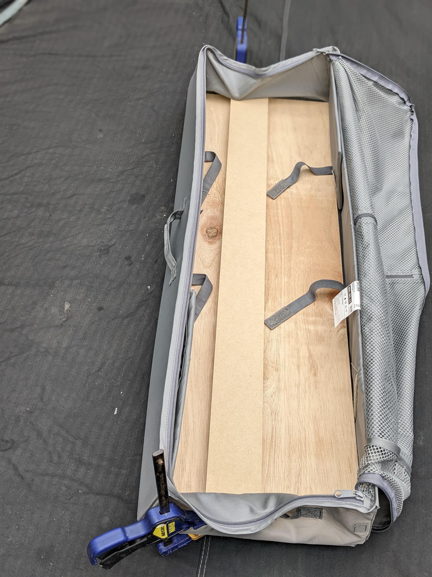 Camper Van ETrack Luggage From Ikea Skubb for Under 20 4 Steps