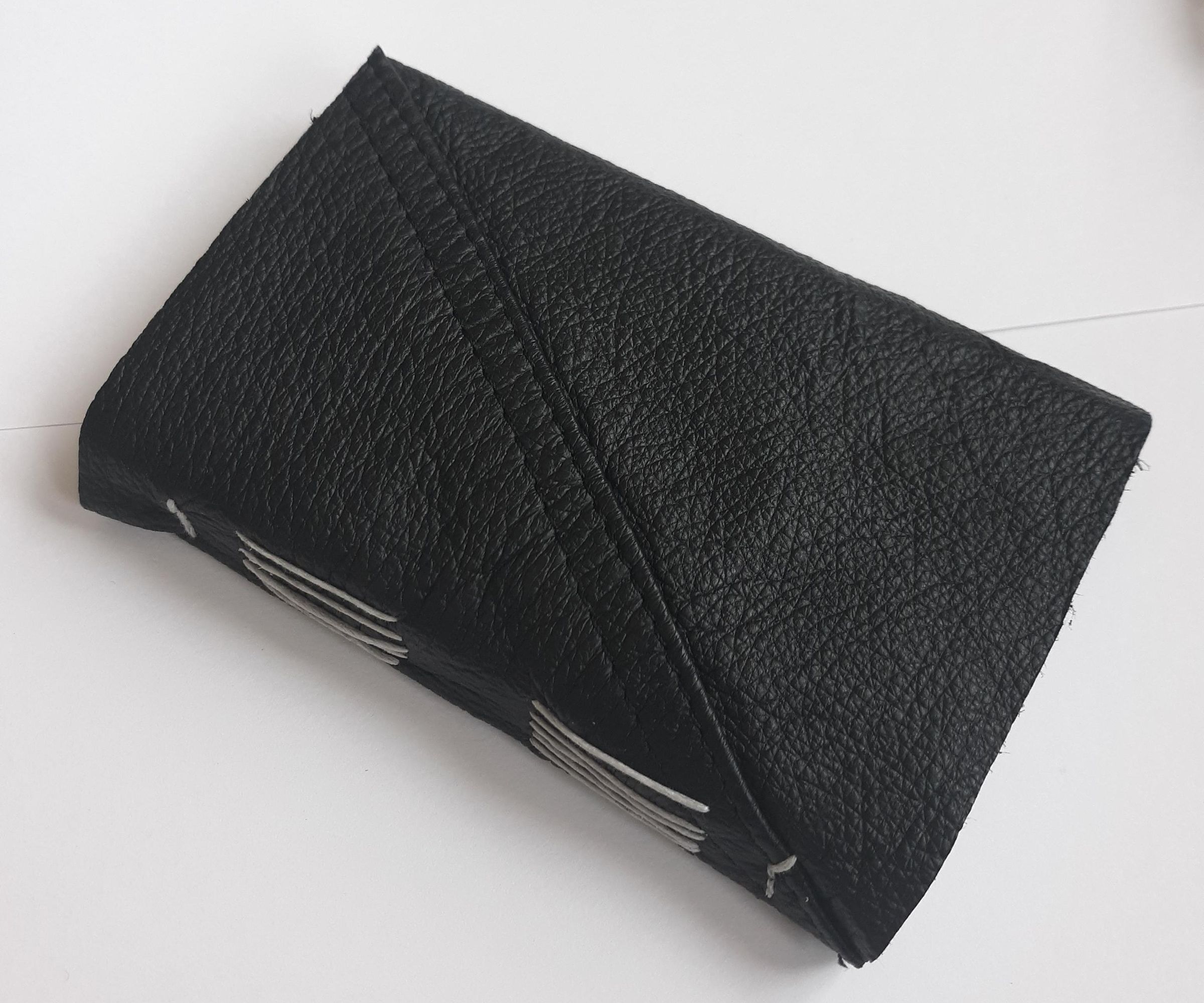 Leather Long-Stitch Bound Book With Back Pocket