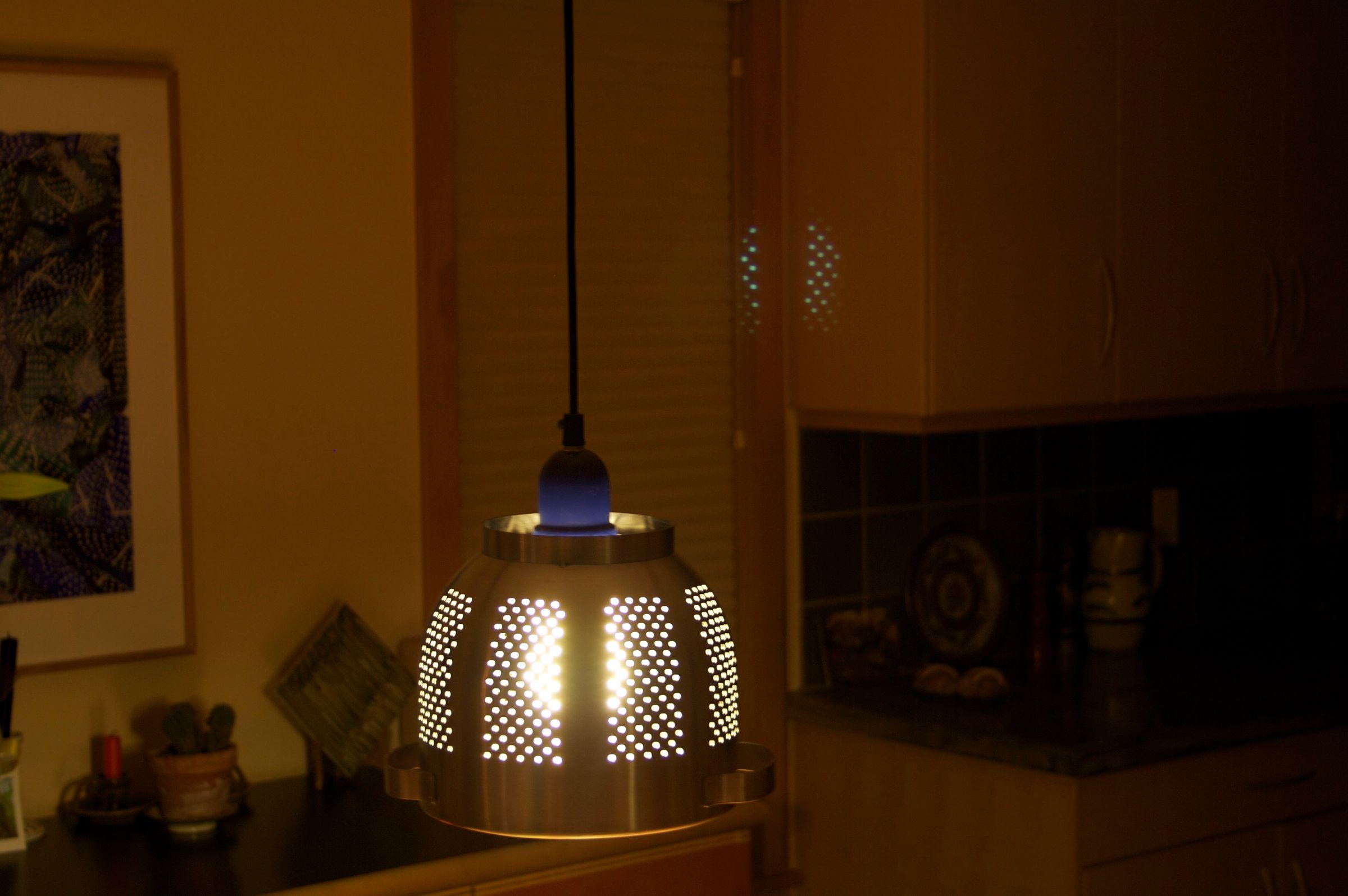 Hanging Colander Lamp Shade 6 Steps Instructables