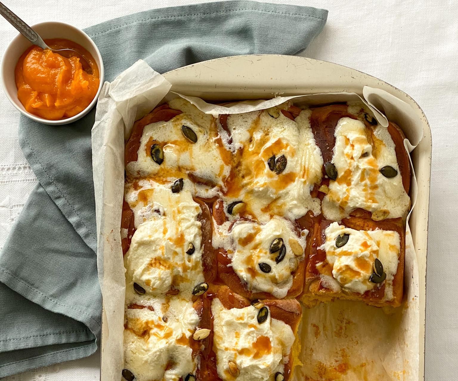 Pumpkin Cinnamon Rolls With Quince and Pumpkin Filling