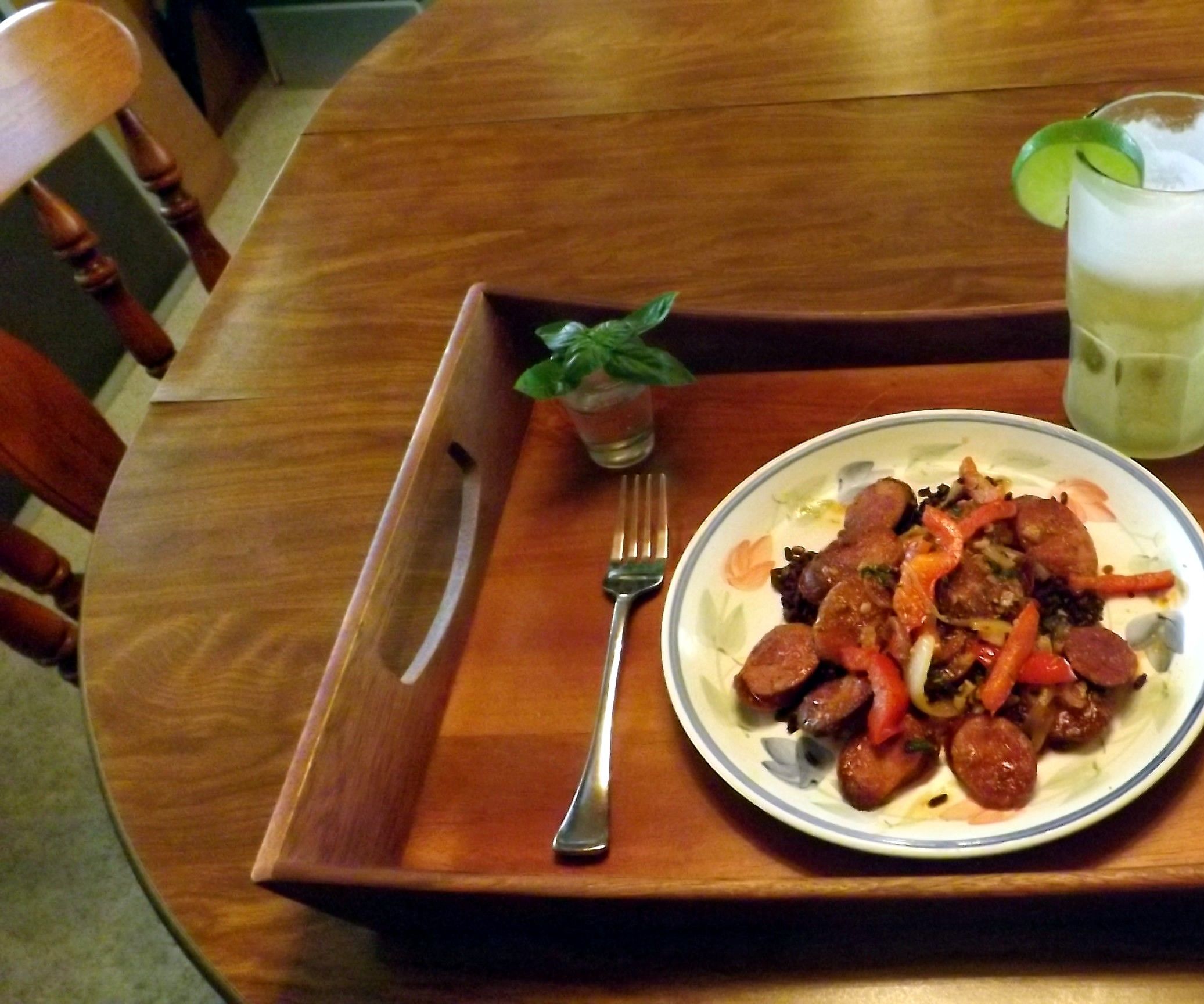PECAN SMOKED ANDOUILLE SAUSAGE IN a CHIPOTLE ADOBO MUSTARD SAUCE
