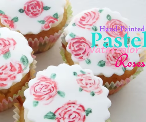 Hand-Painted Rose Cupcakes