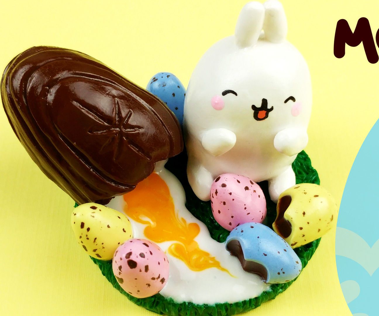 ?DIY MOLANG Miniature Easter Environment-Polymer Clay Tutorial-Cadbury Egg 