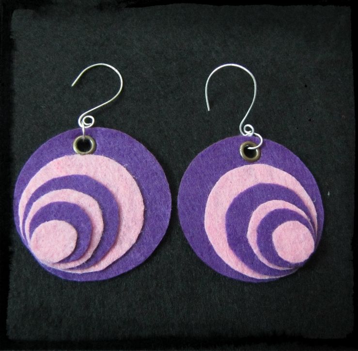 Purple Felt Earring