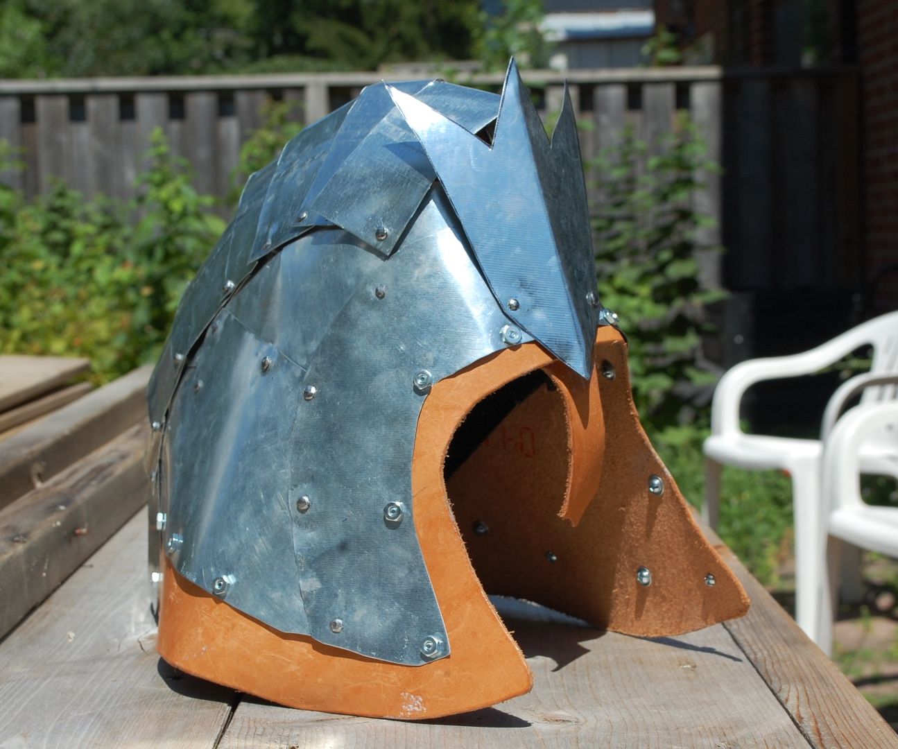 Fantasy Style Leather and Plate Helmet