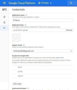 Enabling the Google Assistant Cloud Project.
