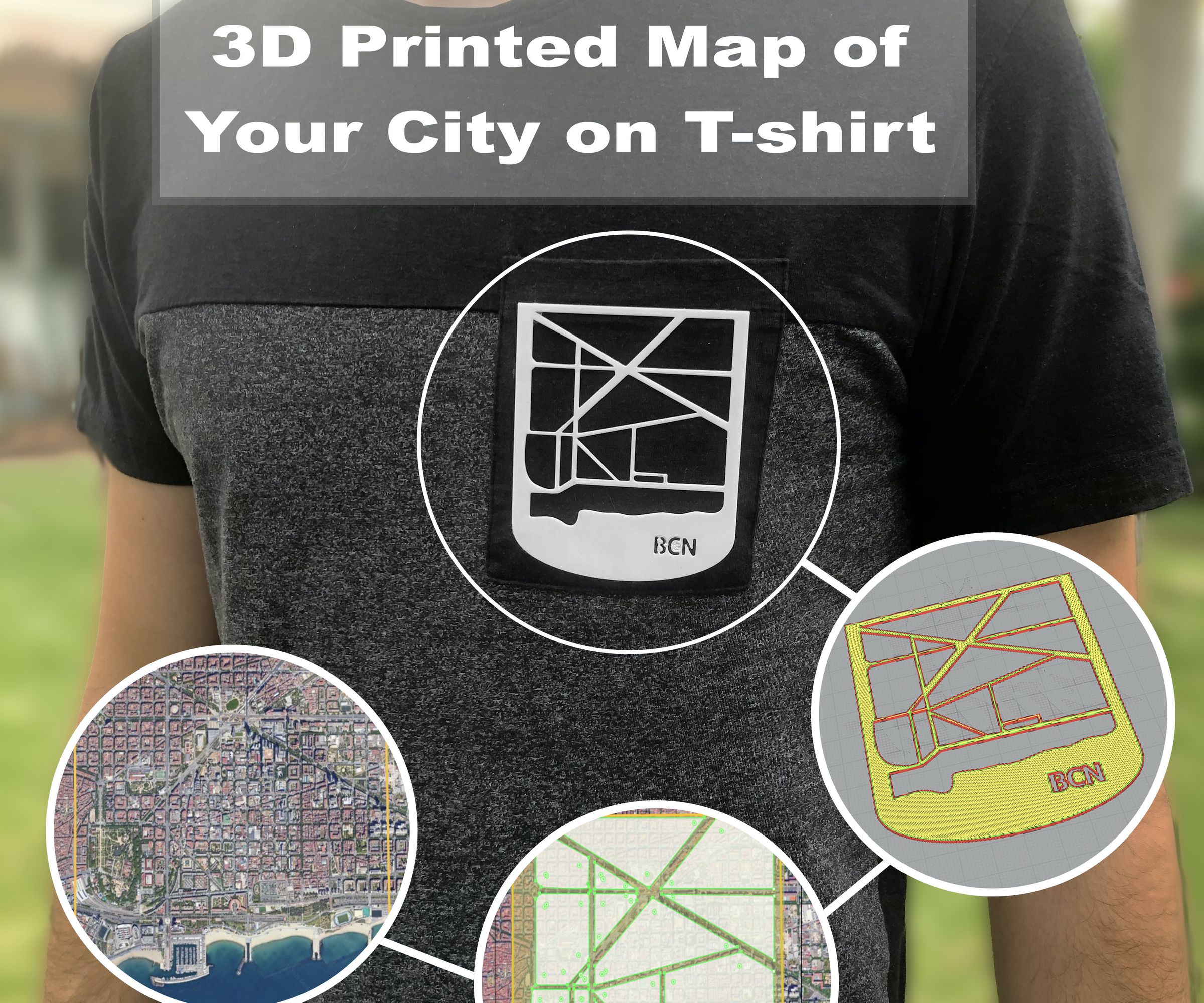 3D Printed Map of Your City on T-shirt