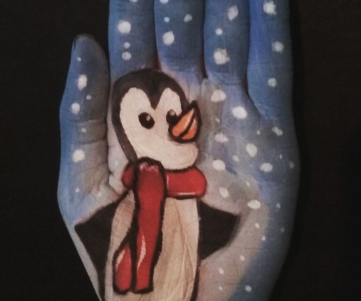 Wintertime Penguin Hand Art
