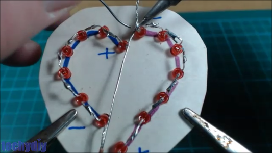 Solder a Flexible Wire to Join the Leds at the Top of the Heart