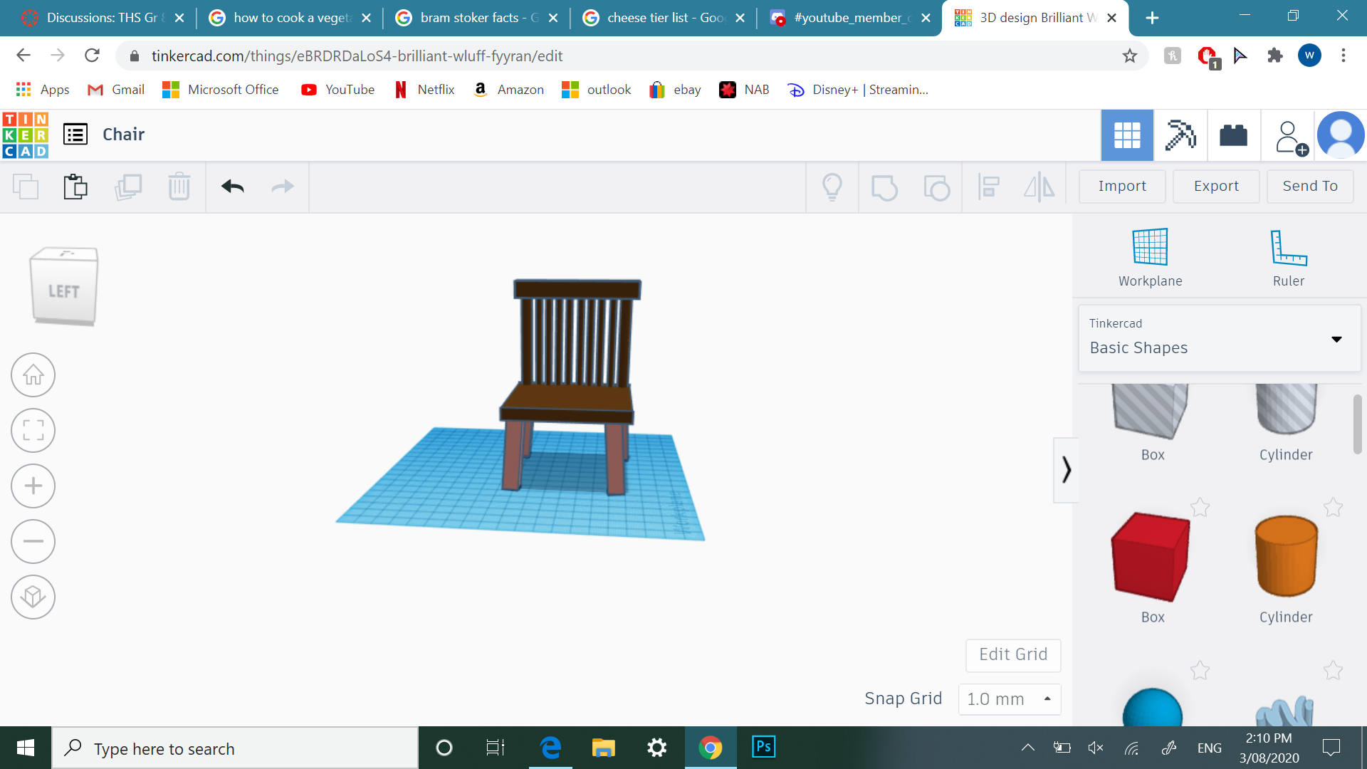 Tinkercad Chair 5 Steps Instructables