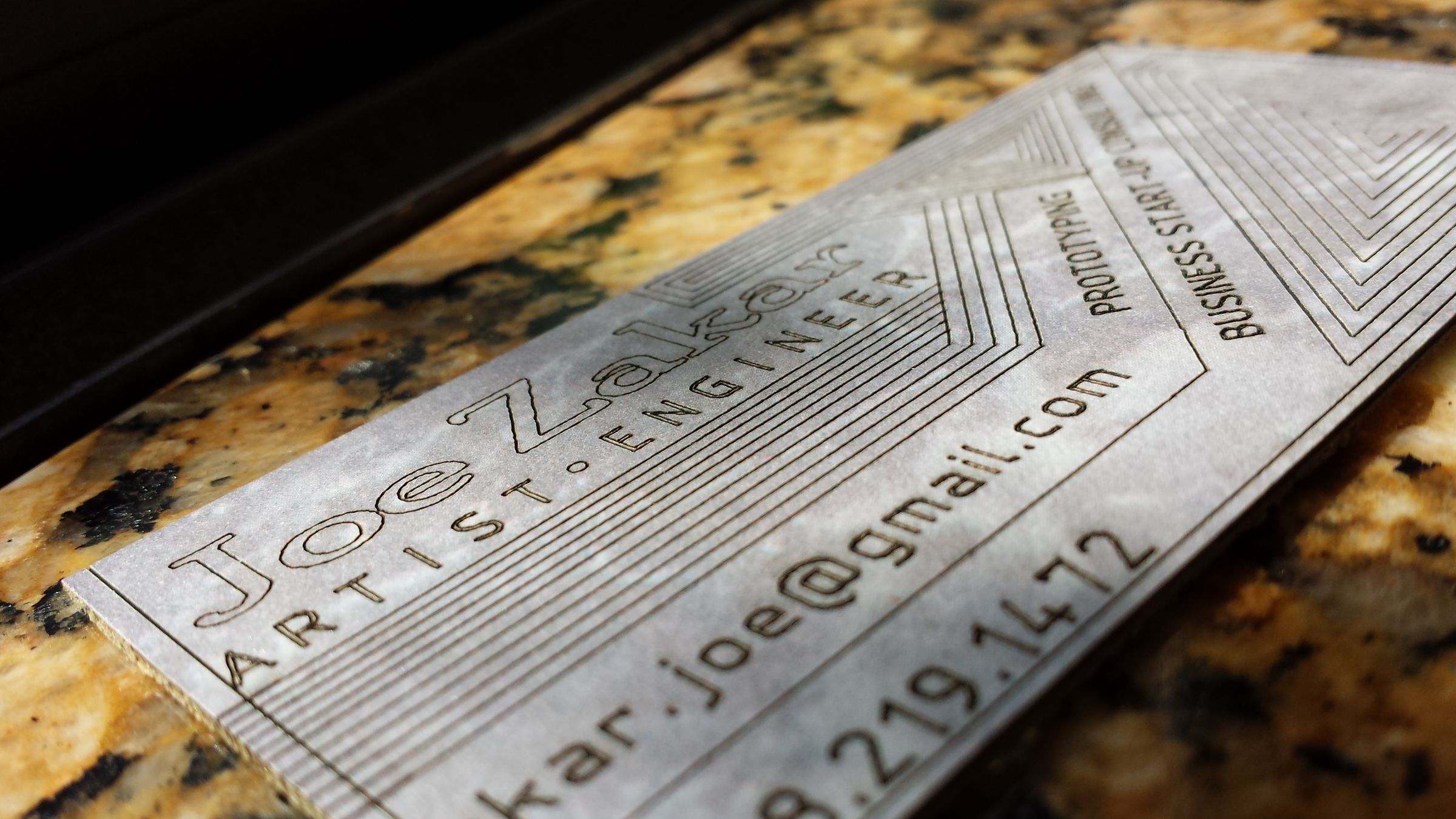 Laser-cut Formica Business Cards