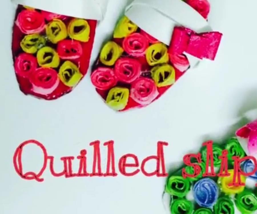 3D Quilled Miniature Pair of Slippers