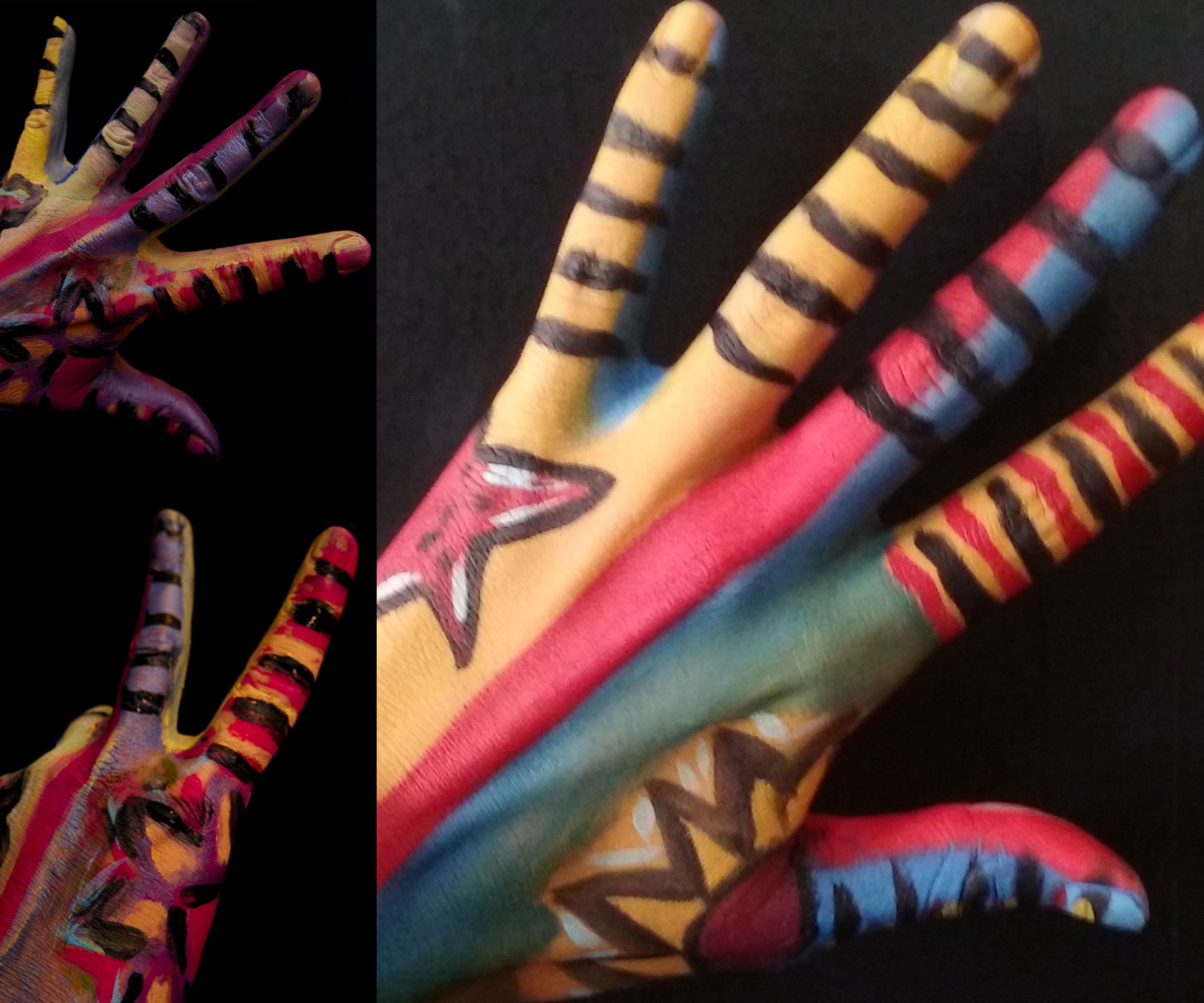 Rainbow Tribal Hand Art 