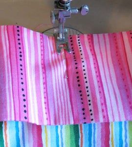 Fit Pocket Strip to Backing.  Sew Pocket Strip Down.