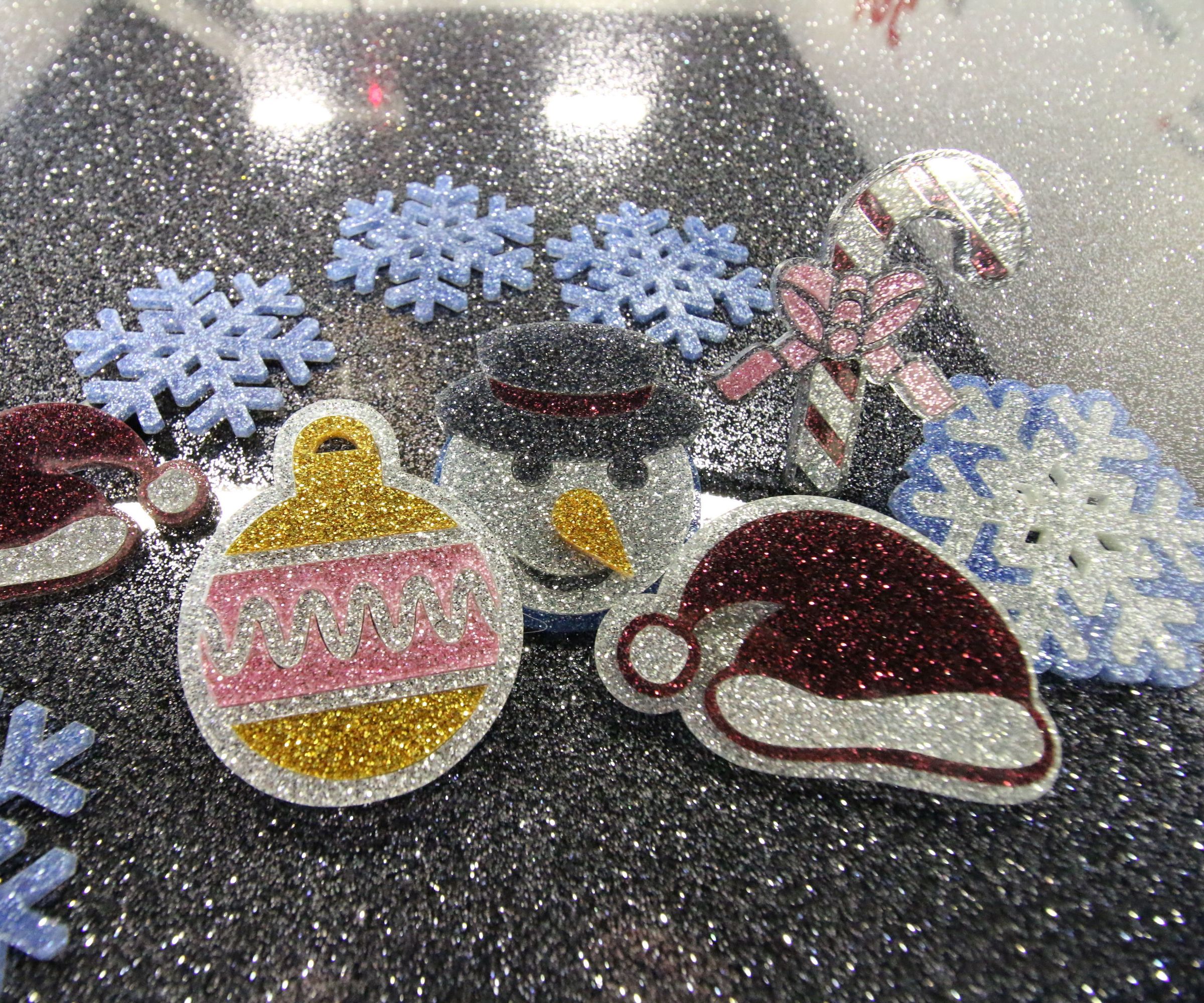 Glitter Acrylic Christmas Pins