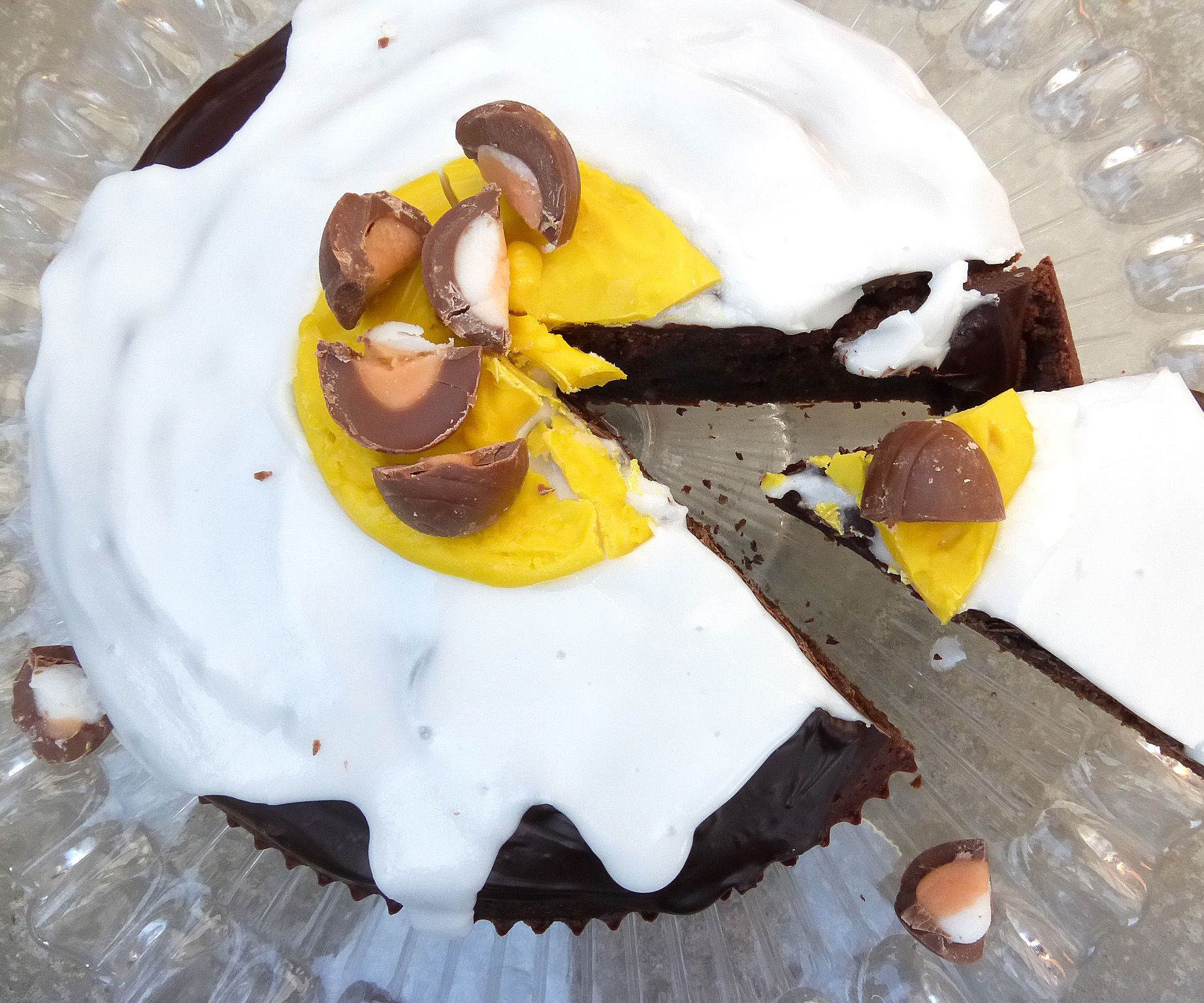 Crème Egg Cake With Chocolate Ganache and Fondant Icing