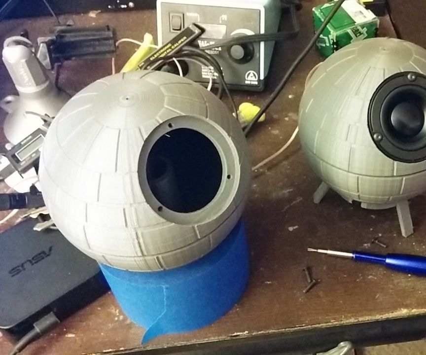 Parametric 3d Printed Death Star Speakers
