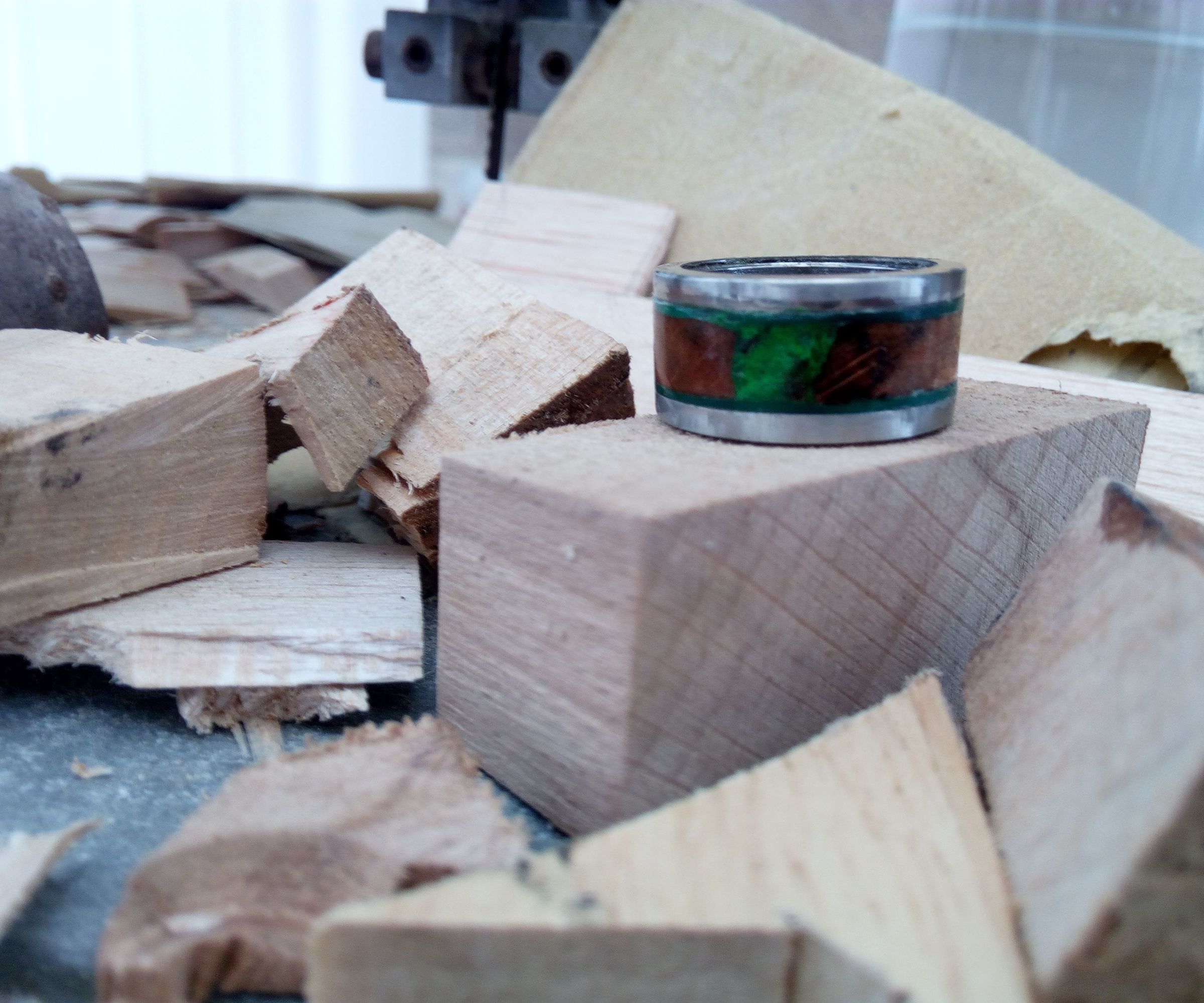 wood inlaid escape ring