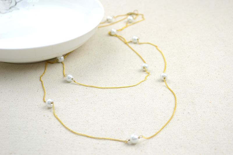 Wire Jewelry Making Design-Long Pearl Necklace and Earrings