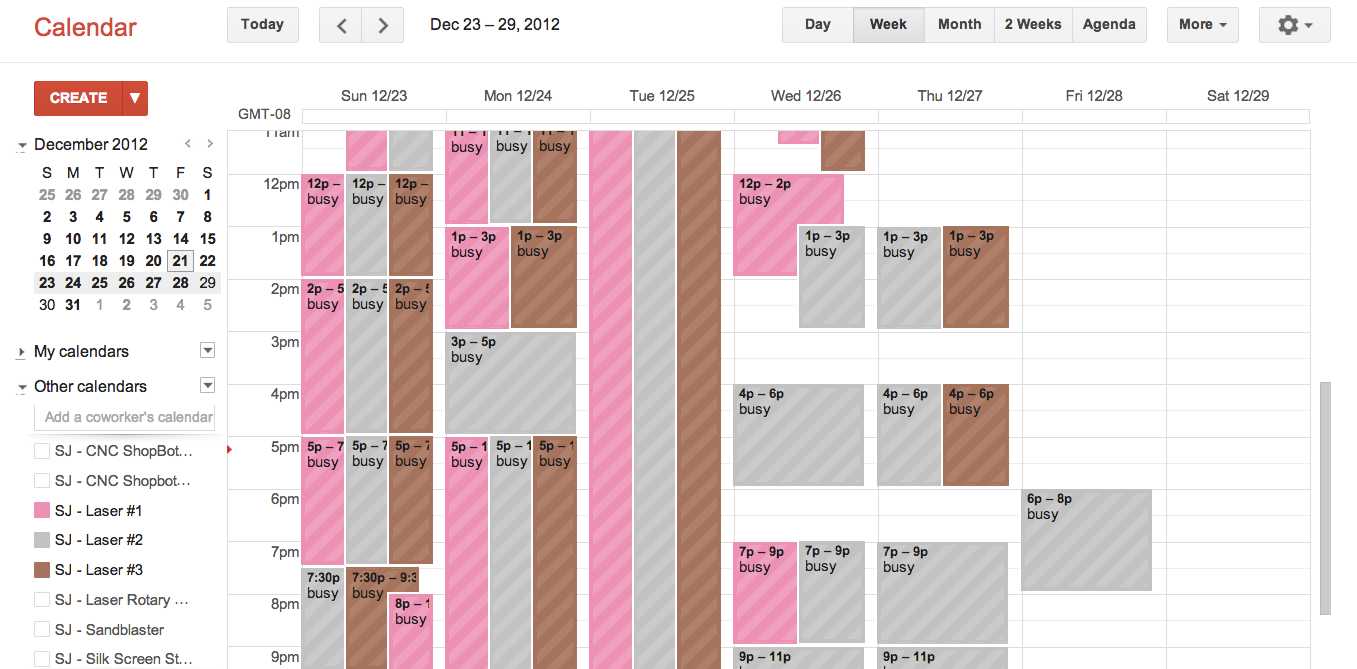 Easily Check Availability of TechShop Reservation Using Google Calendars