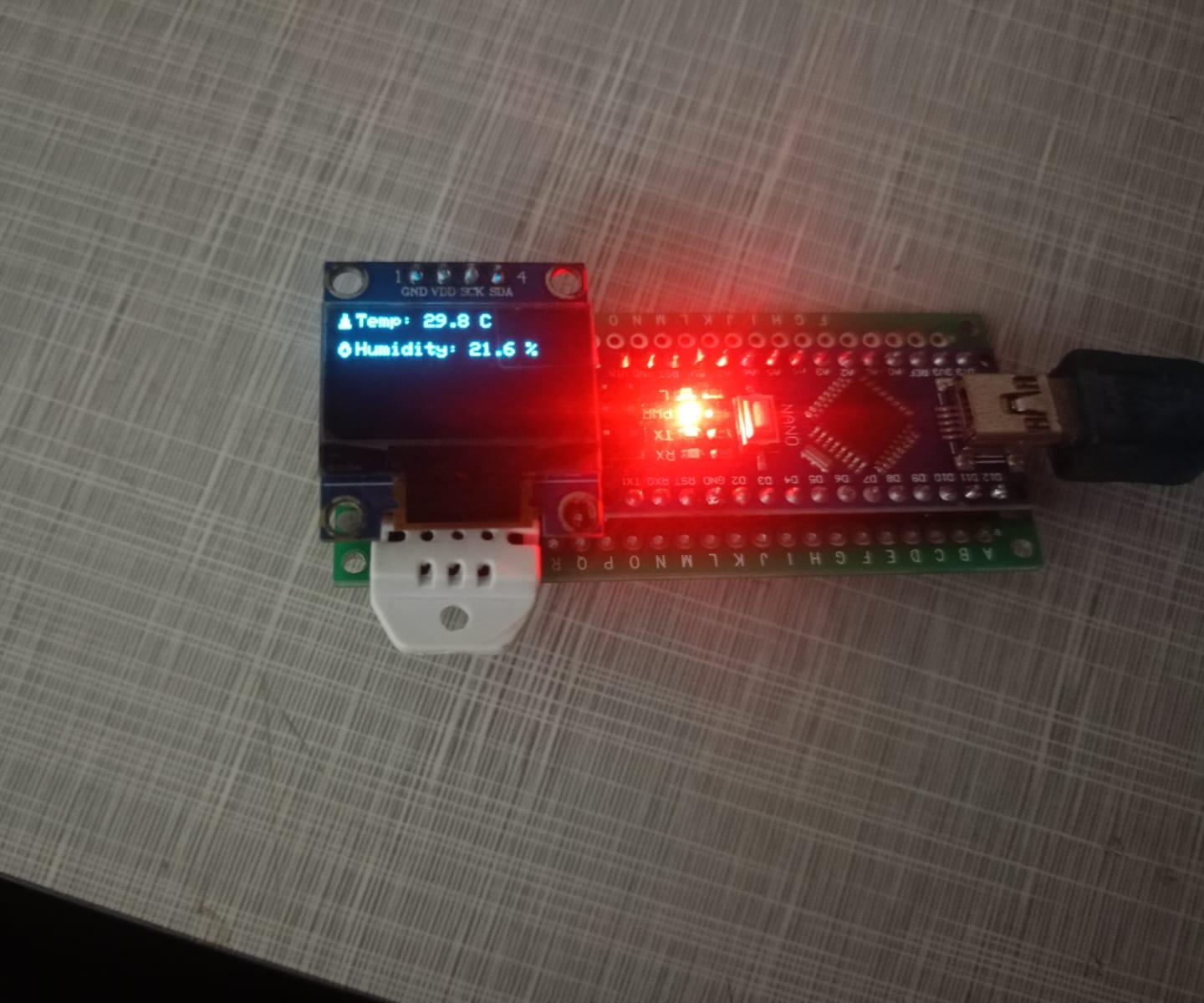 Temperature & Humidity Monitor Using Arduino Nano, DHT11 & 0.9" OLED ...