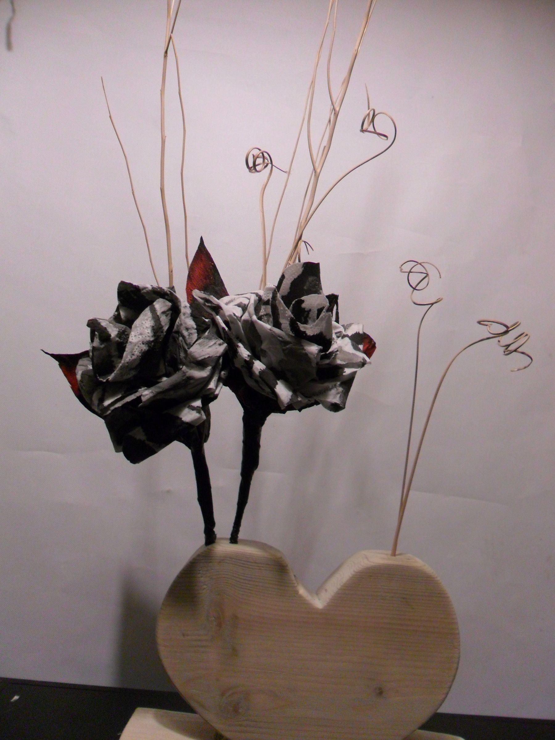 Wooden heart rose.