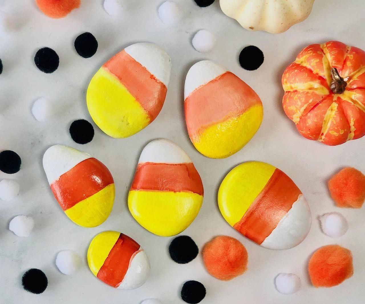 Candy Corn Painted Rocks