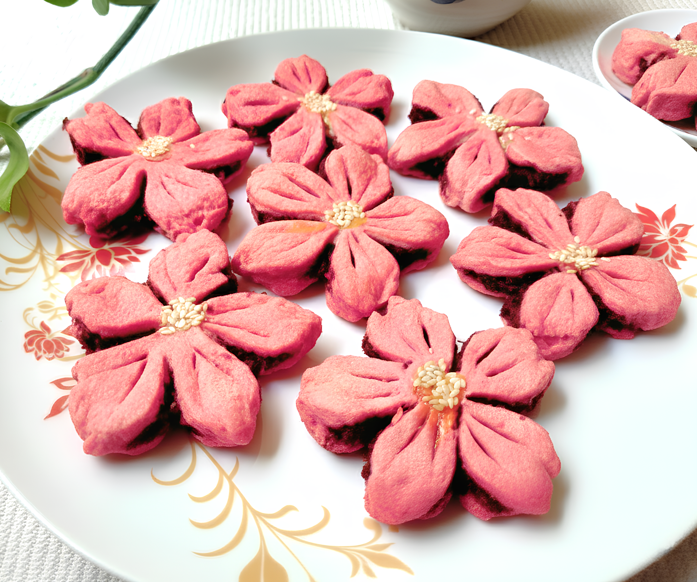 Cherry Blossom Layered Cookies With Beetroot–Coconut Filling
