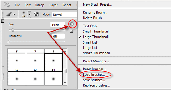Download and Upload Photoshop Brush.