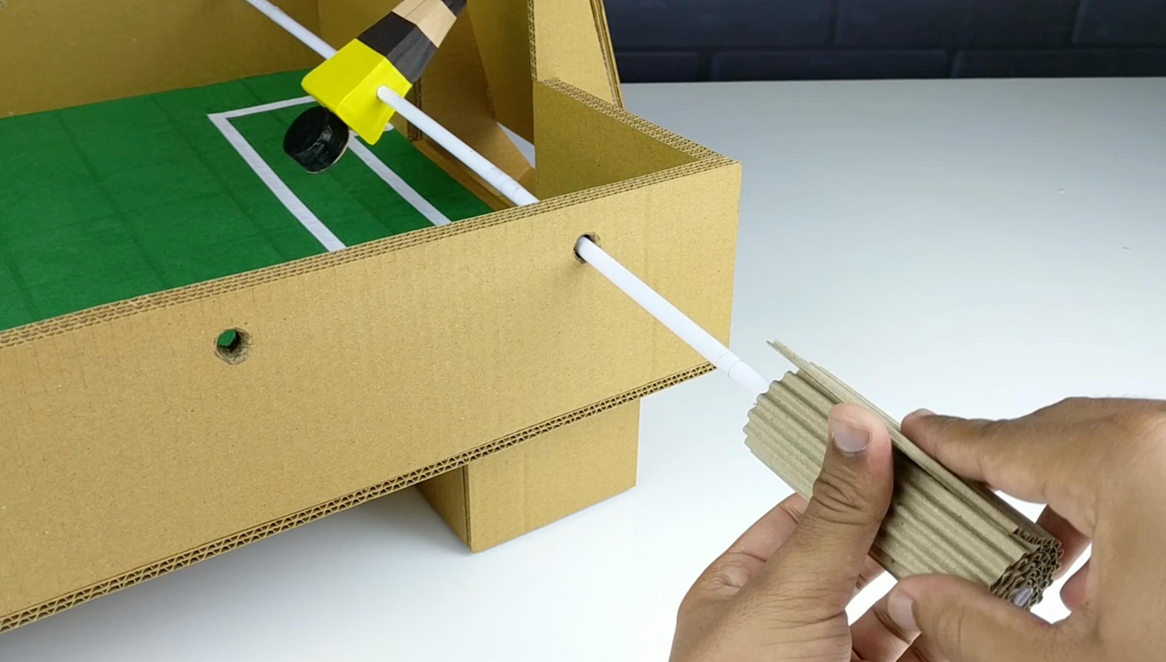 How to Make FOOSBALL Table Board Game From Cardboard DIY at HOME 16