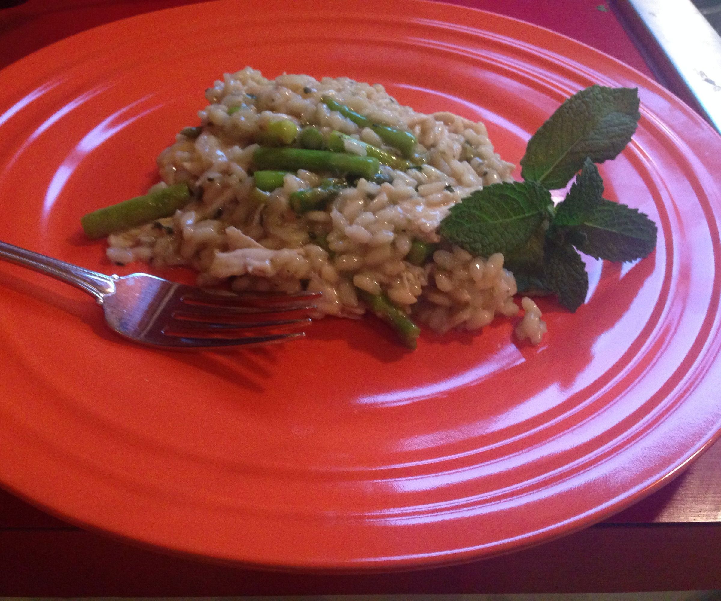 Chicken Asparagus and Pesto Risotto