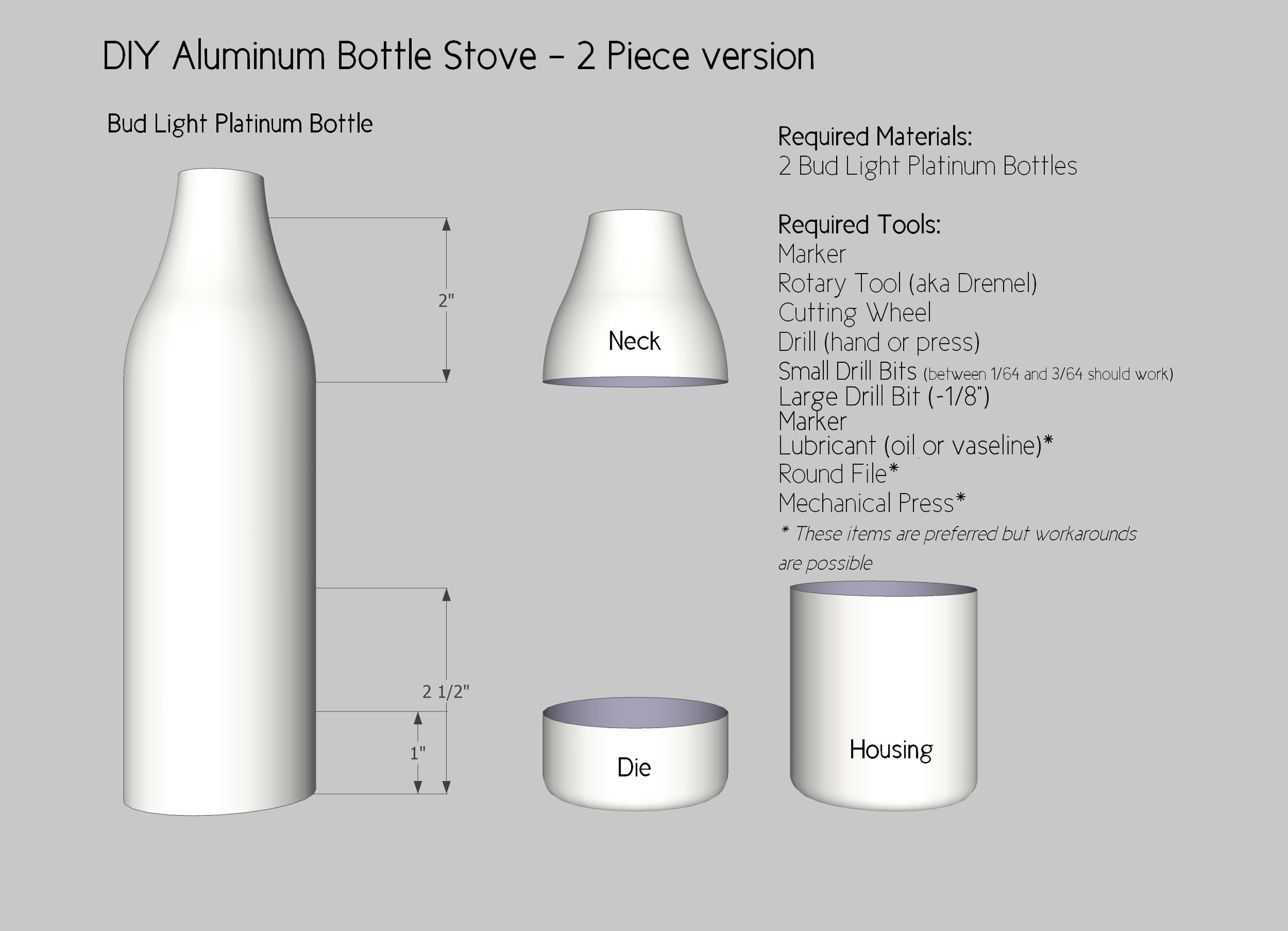 Aluminum Beer Bottle Stove - 2 Piece
