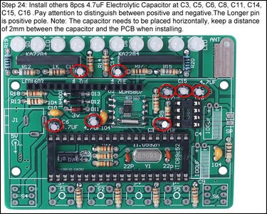 Install Others 8pcs 4.7uF Electrolytic Capacitor at C3, C5, C6, C8, C11, C14, C15, C16