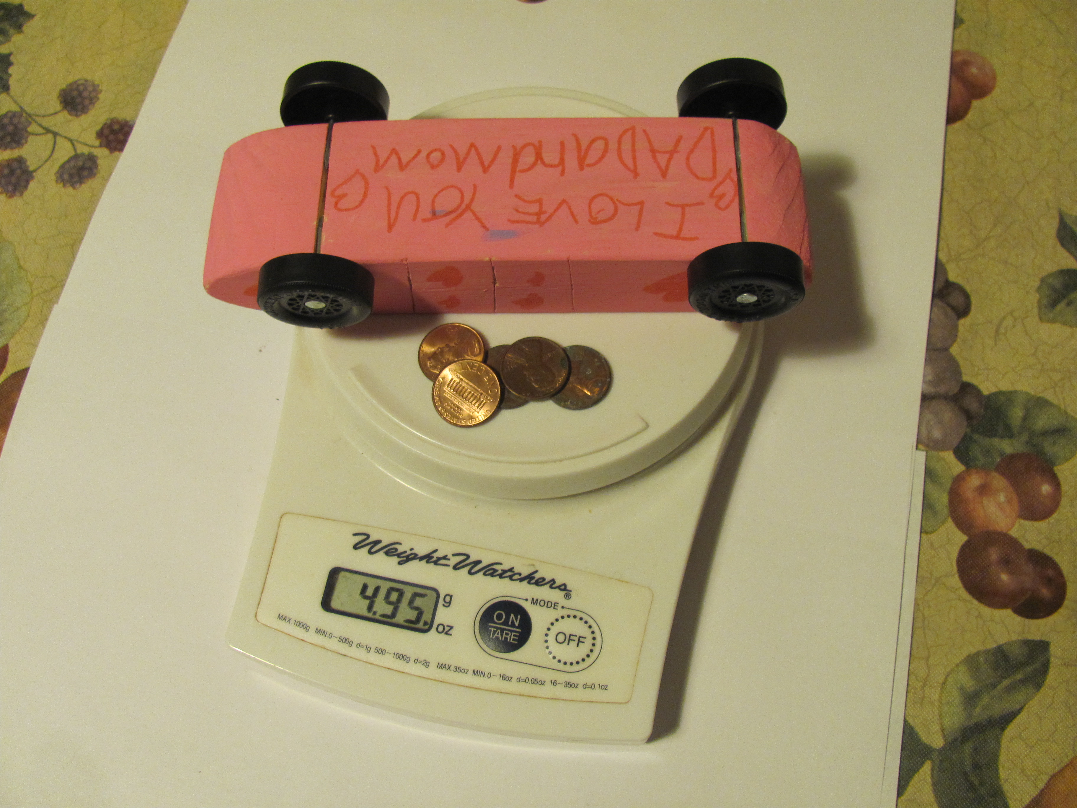 Pinewood Derby Weight Placement