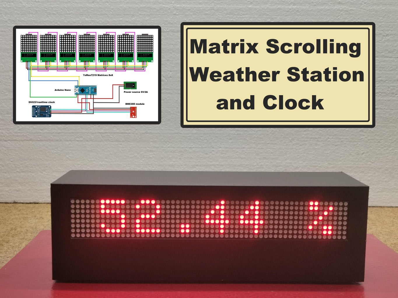 Arduino Matrix Scrolling Weather Station and Clock With BME 280 and ...