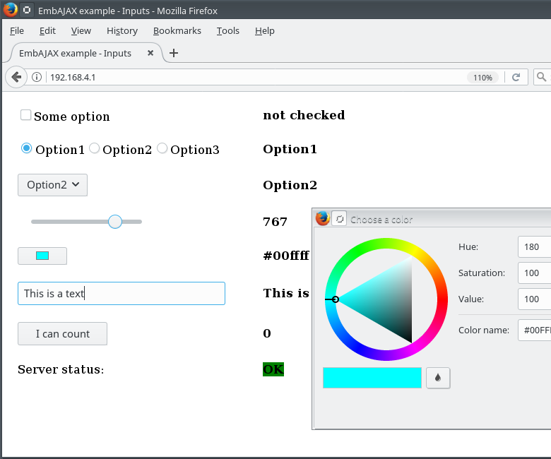Easy ESP8266 (Arduino Core) Web Controls With EmbAJAX