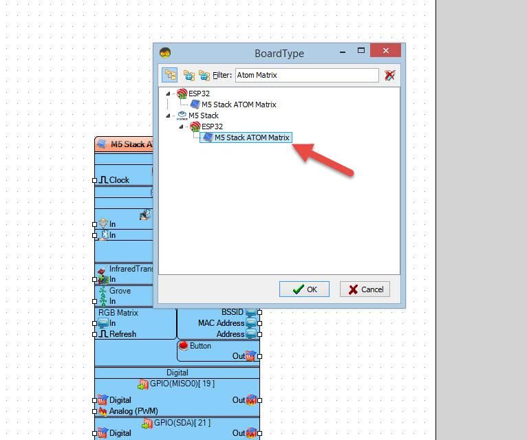 Start Visuino, and Select the Atom Matrix Board Type