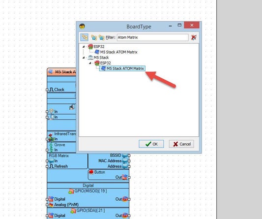 Start Visuino, and Select the Atom Matrix Board Type