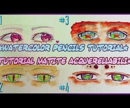 How to Draw 4 Female Anime Eyes { Watercolor Pencils Drawing Tutorial }