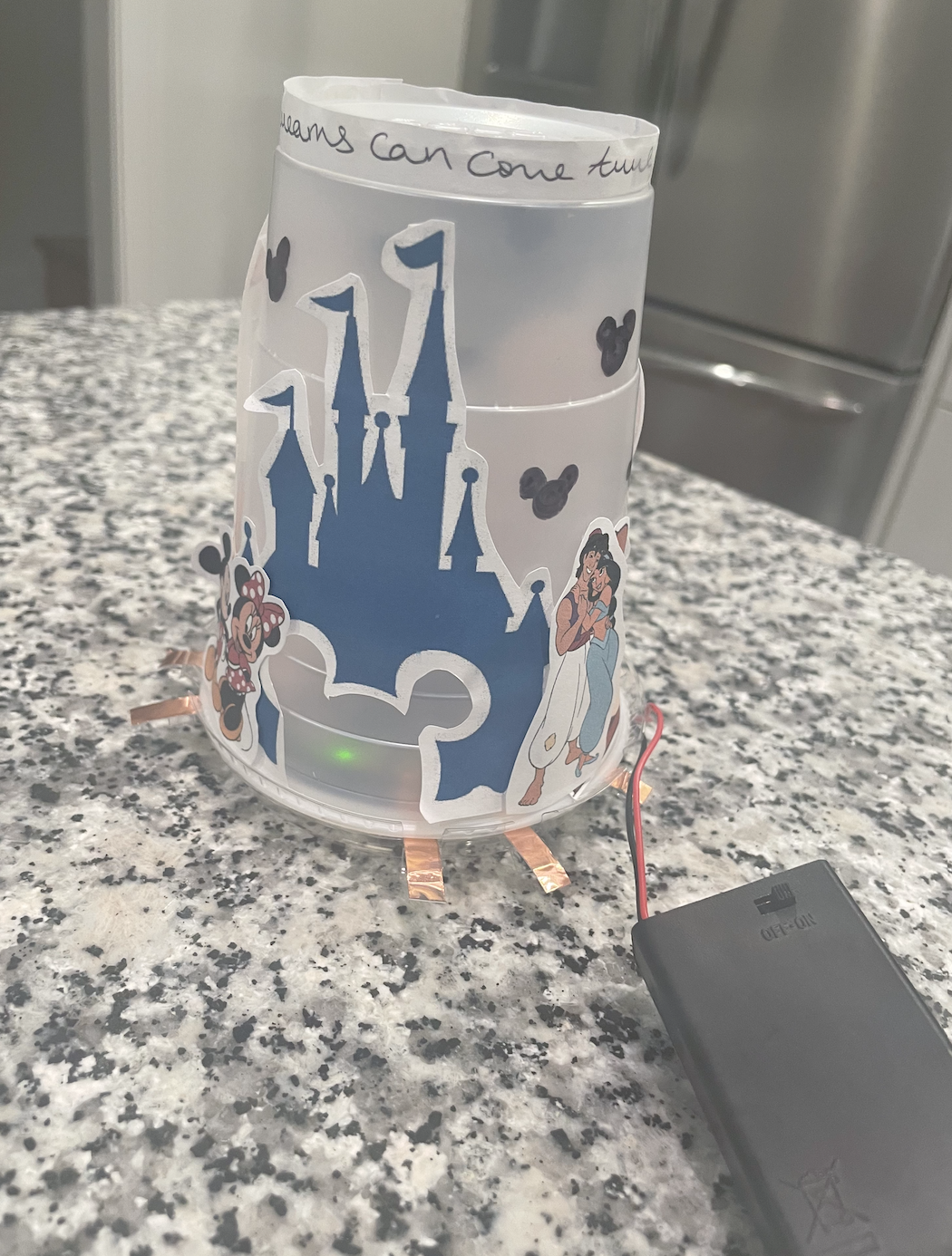 Recycled Disney Coffee Cup Lamp