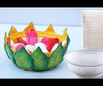 DIY Leaf Bowl Making Idea From Waste Plastic Bowl!