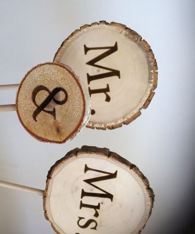 DIY Wood Wedding Cake Toppers